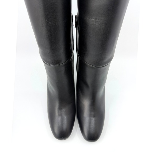 Inez Paloma Black Calf Boots Leather Knee High Block Heel Womens Size 6 - Picture 7 of 16